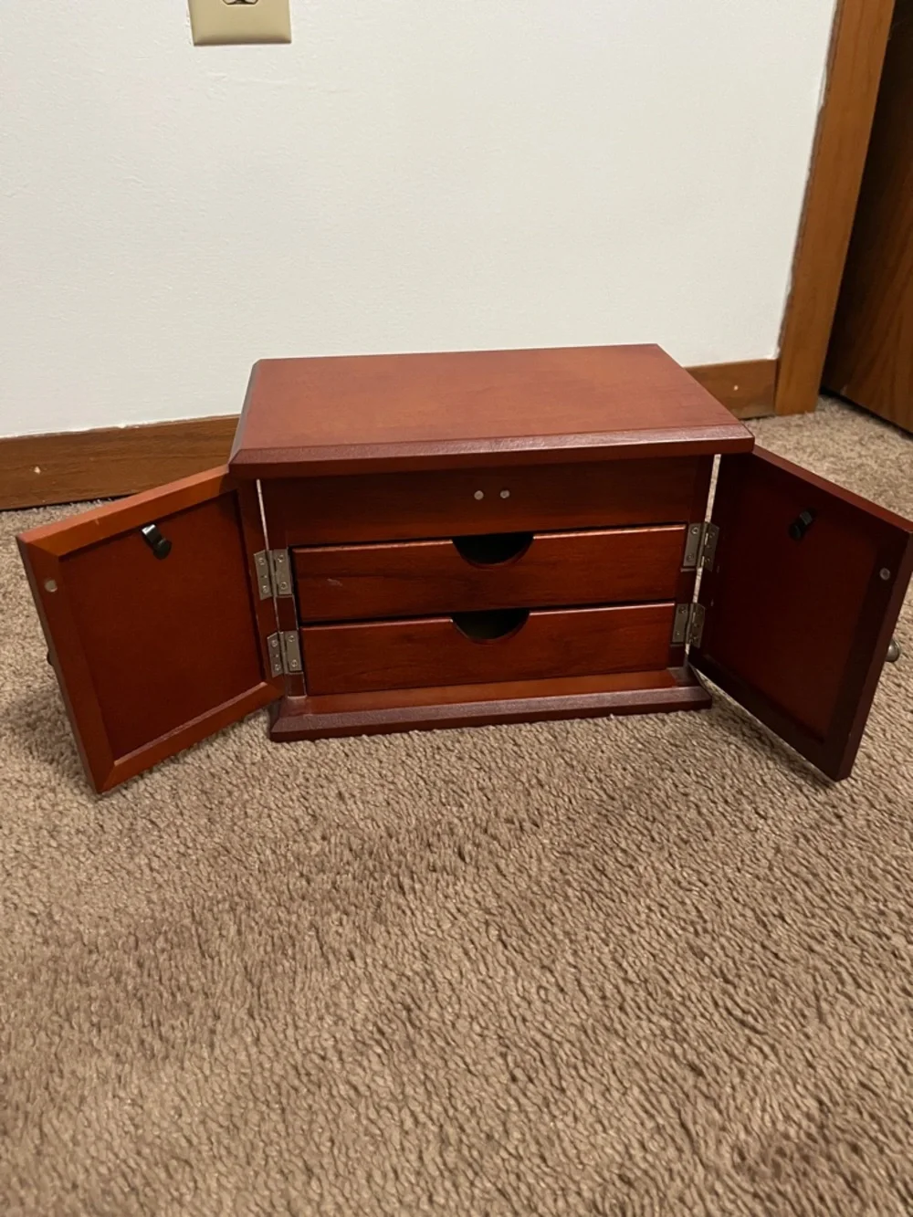 Wood Finish Jewelry Box with Mirror - Brown